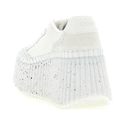 White Polyester Wedge Sandals