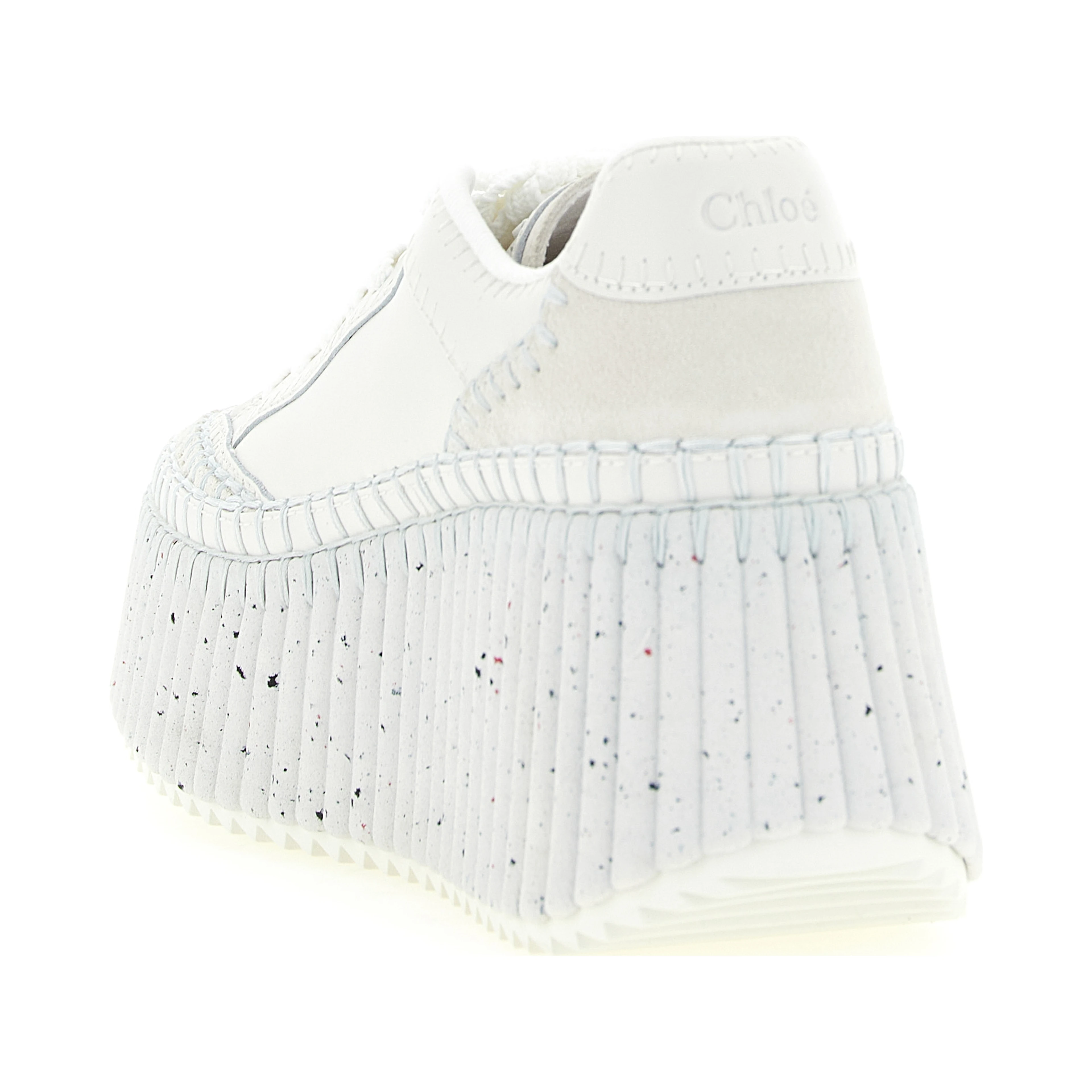 White Polyester Wedge Sandals