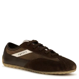 Brown Suede Leather Athletic Sneakers