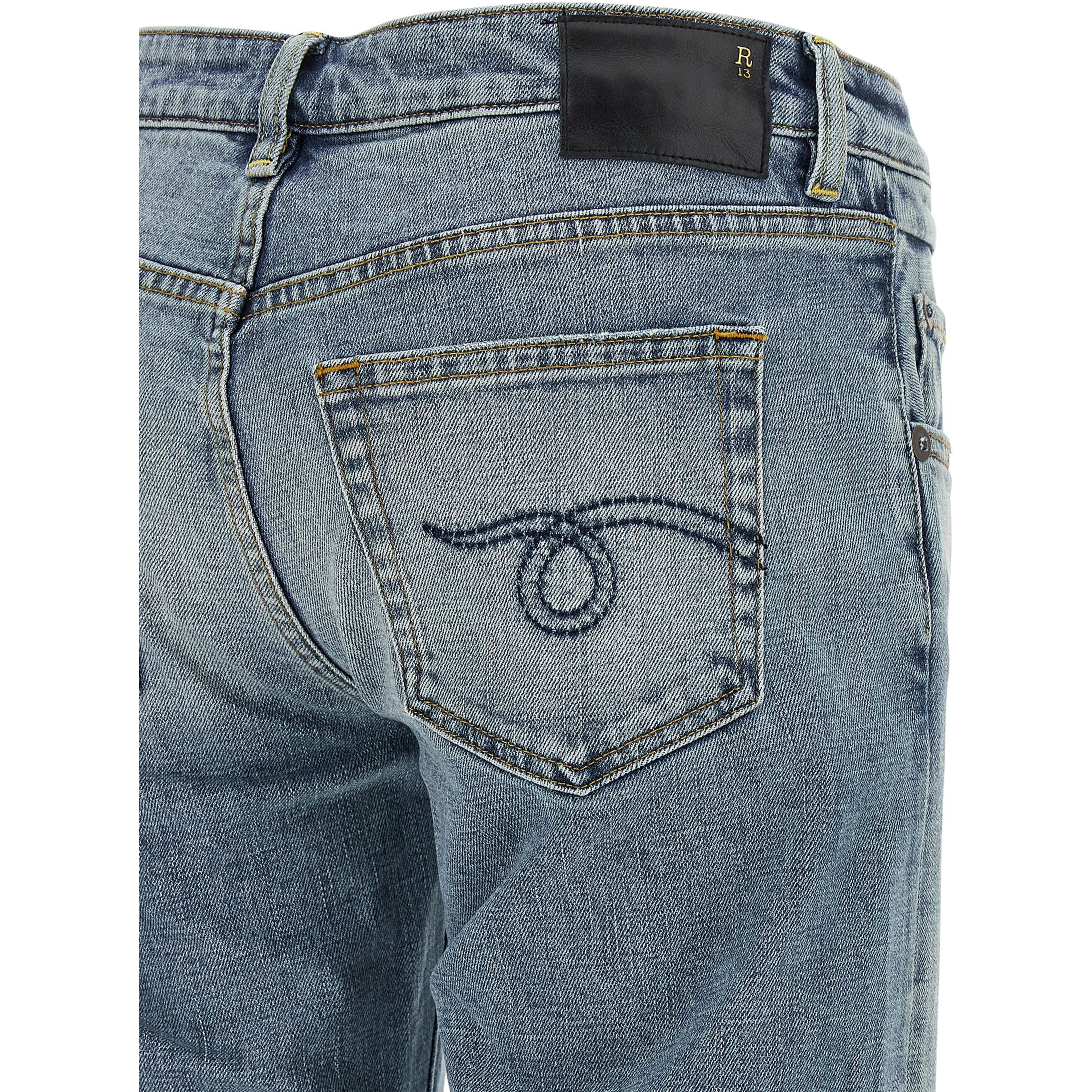 Blue Cotton Flared Jeans
