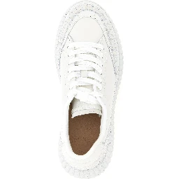 White Polyester Wedge Sandals