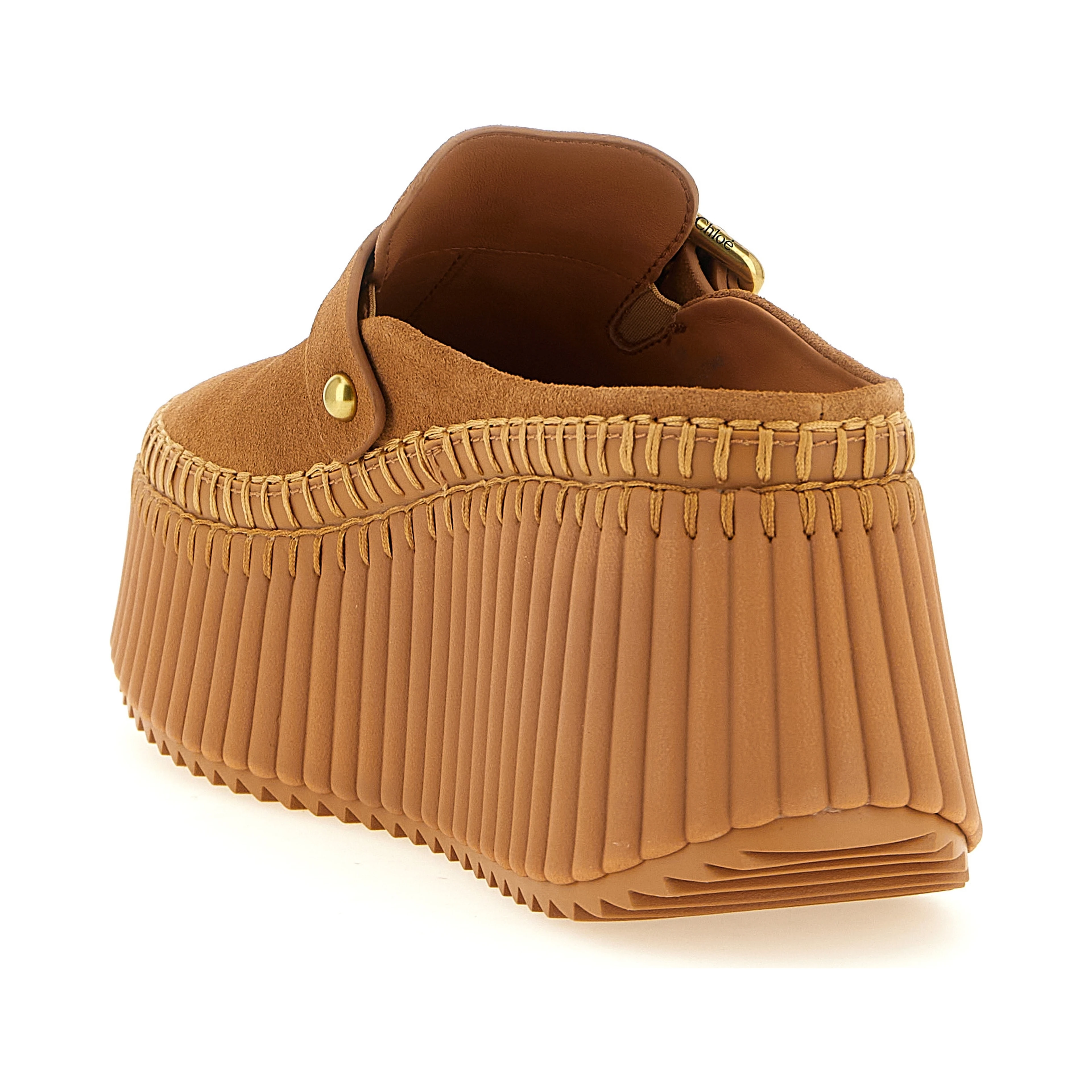 Beige Calfskin Wedge Sandals