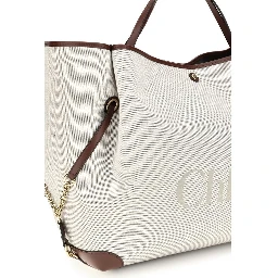 Beige Cotton Shoulder Bag