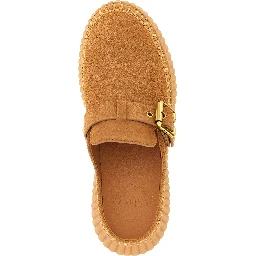 Beige Calfskin Wedge Sandals