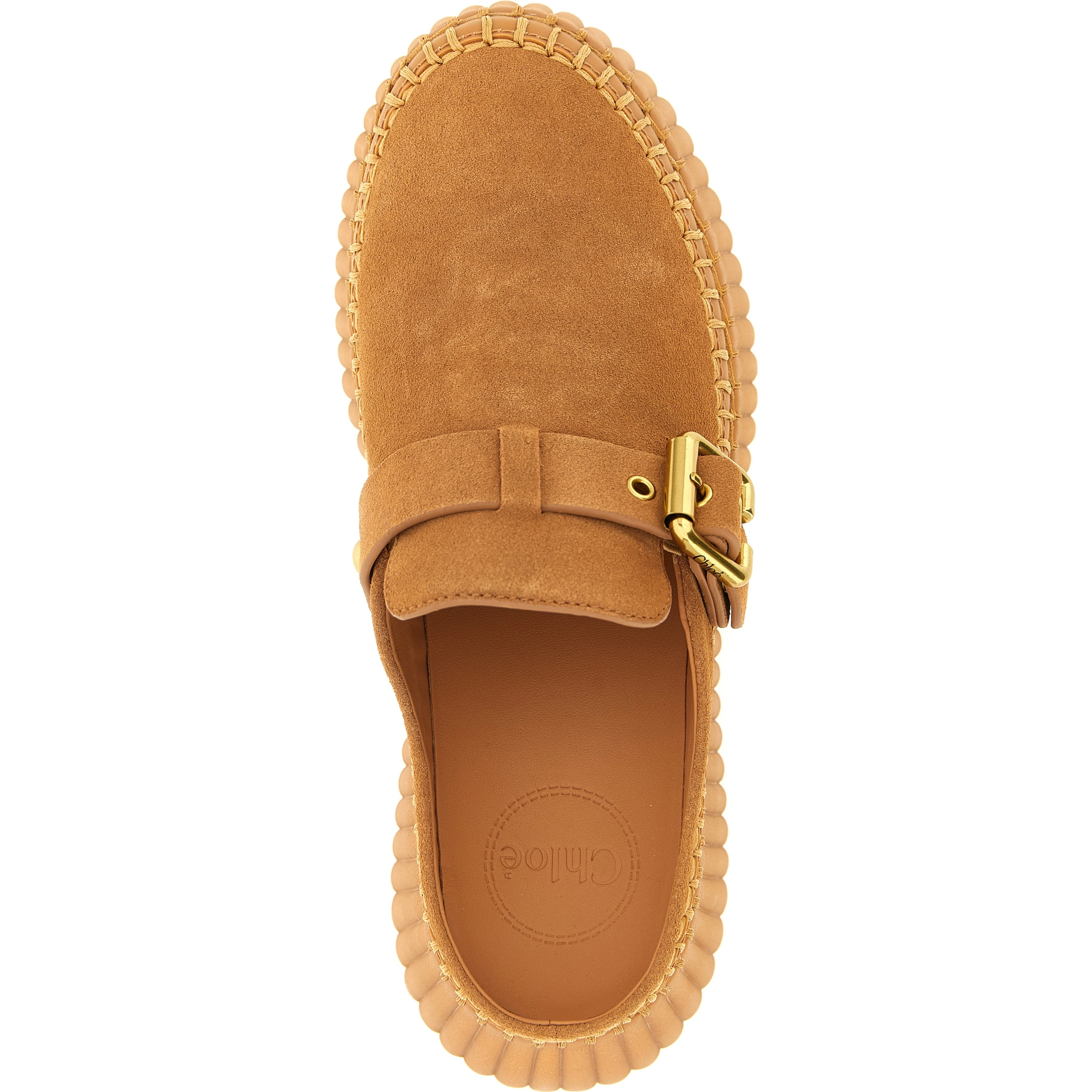 Beige Calfskin Wedge Sandals