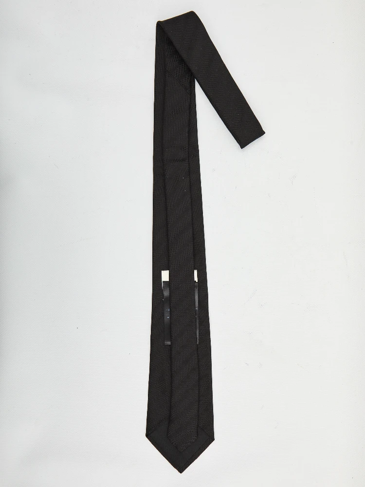 Striped wide tie in silk jacquard alternative