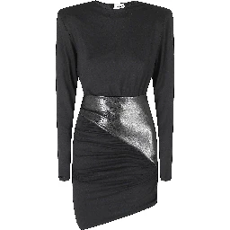 URSULA MINI VEGAN LEATHER DETAILED DRAPED MINI DRESS