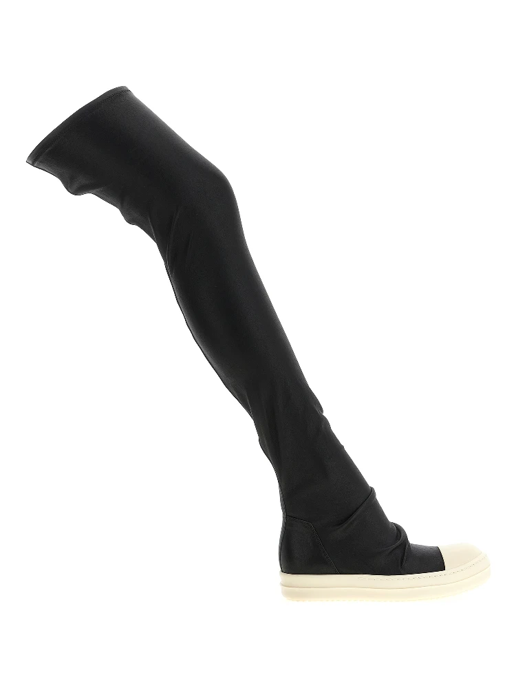 Black Lamb Leather Over The Knee