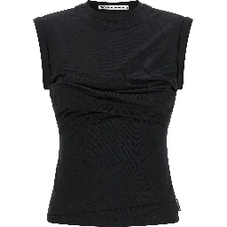 Black Cotton Sleeveles T-Shirt