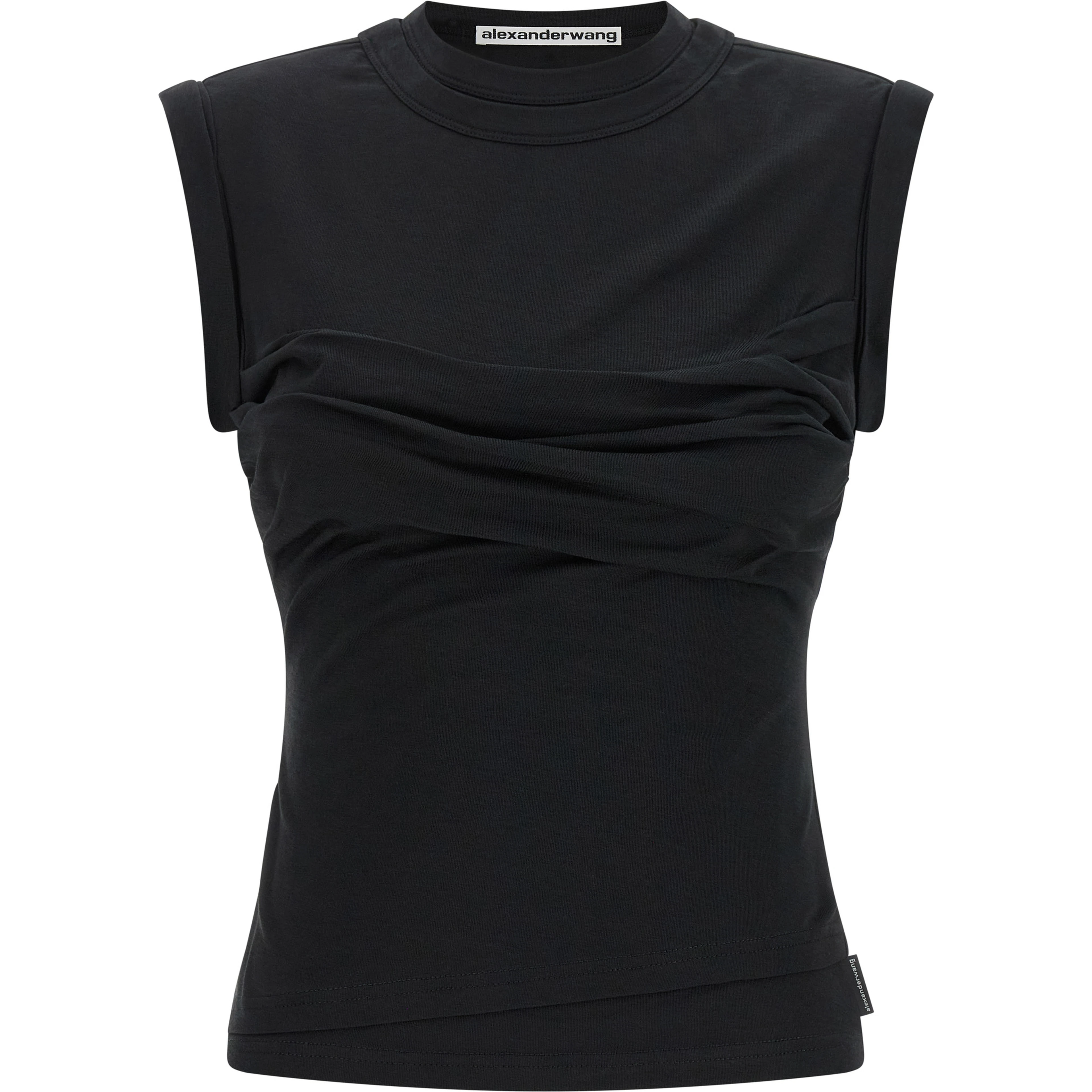 Black Cotton Sleeveles T-Shirt