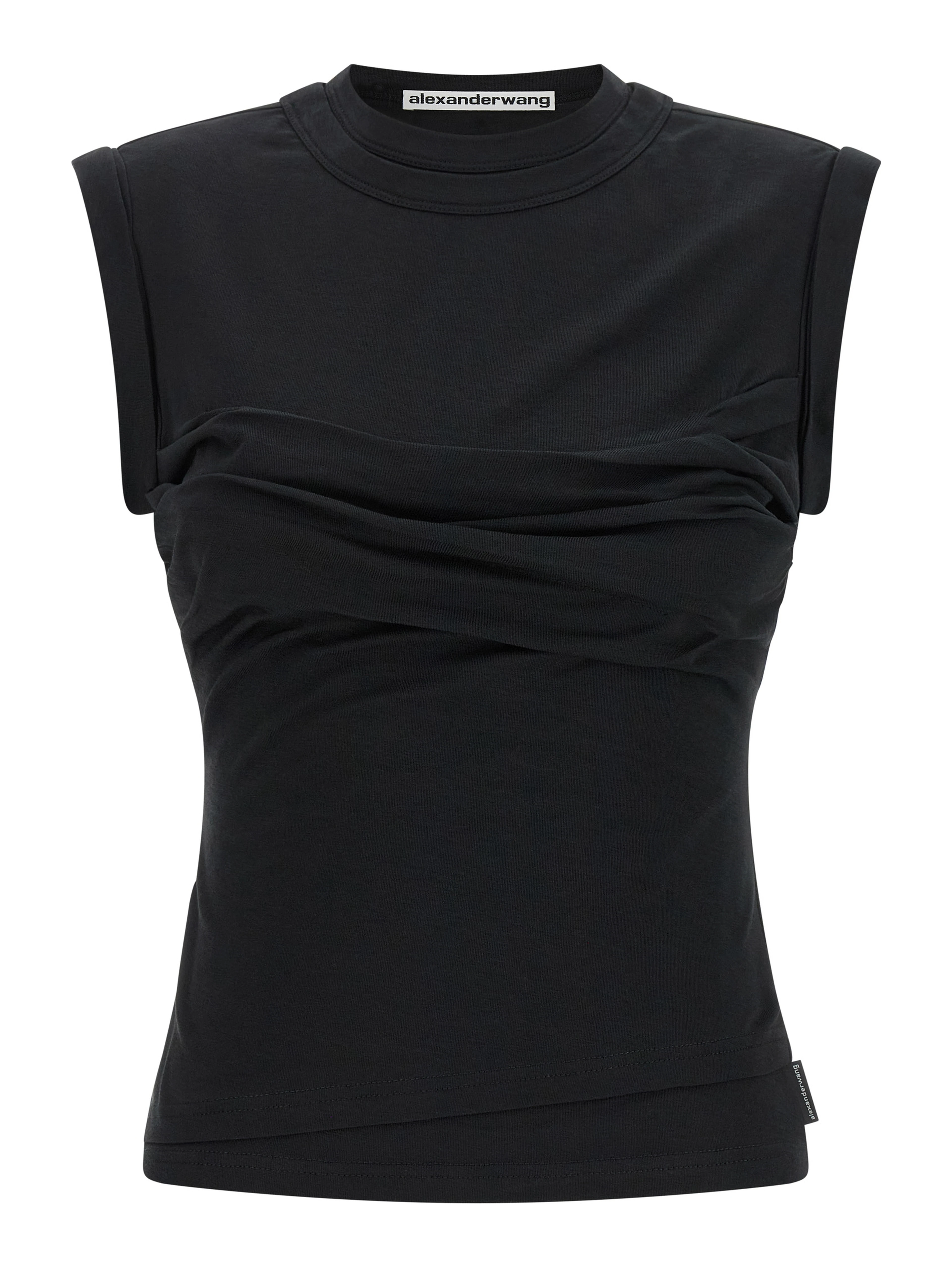 Black Cotton Sleeveles T-Shirt