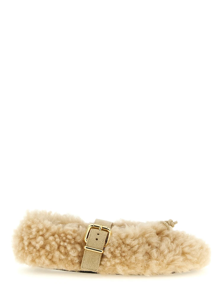 Beige Lambskin Ballet Flats