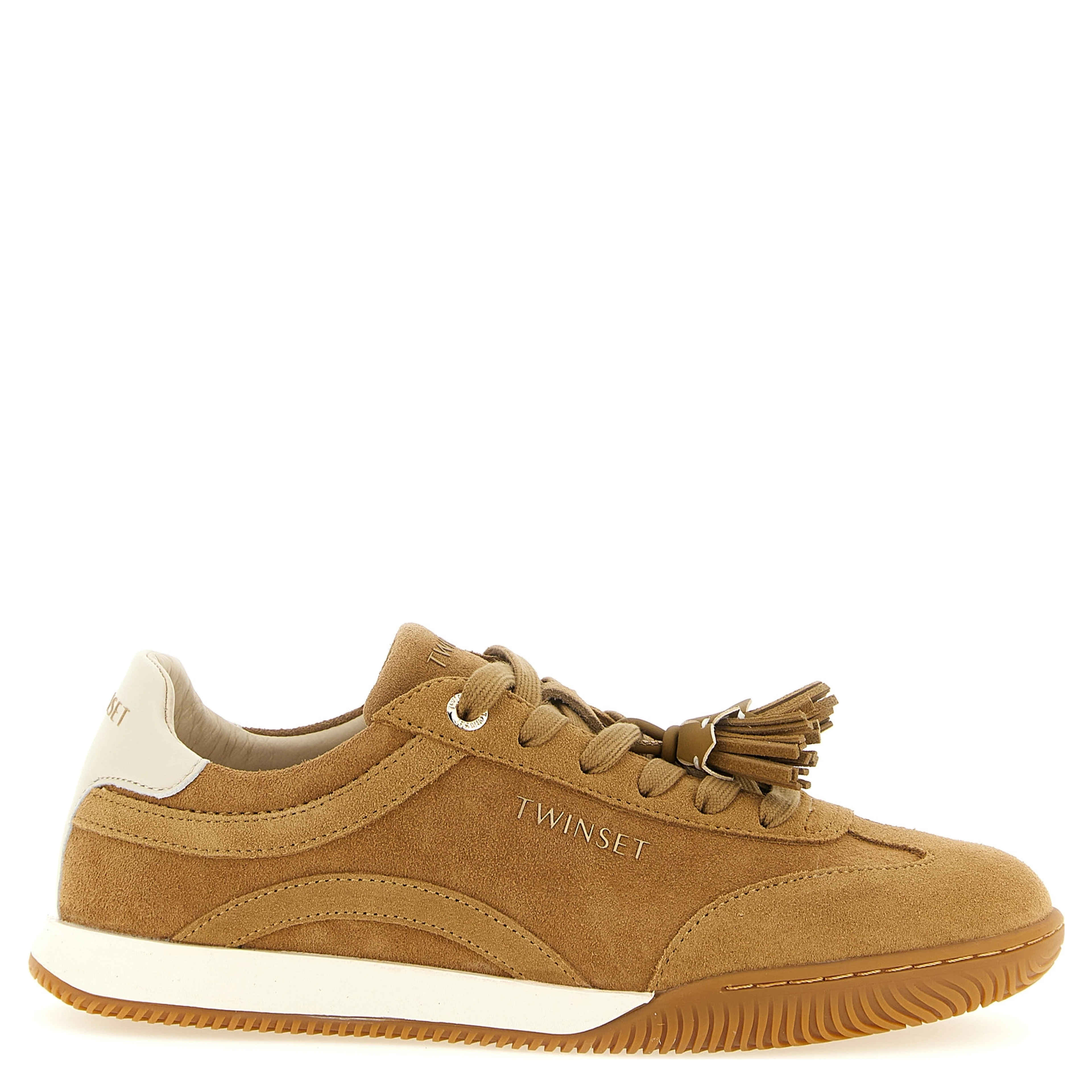 Beige Leather Low Top Sneakers
