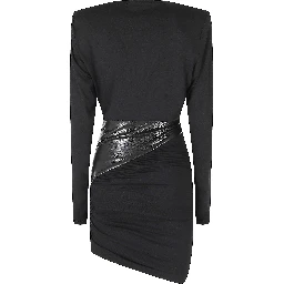 URSULA MINI VEGAN LEATHER DETAILED DRAPED MINI DRESS