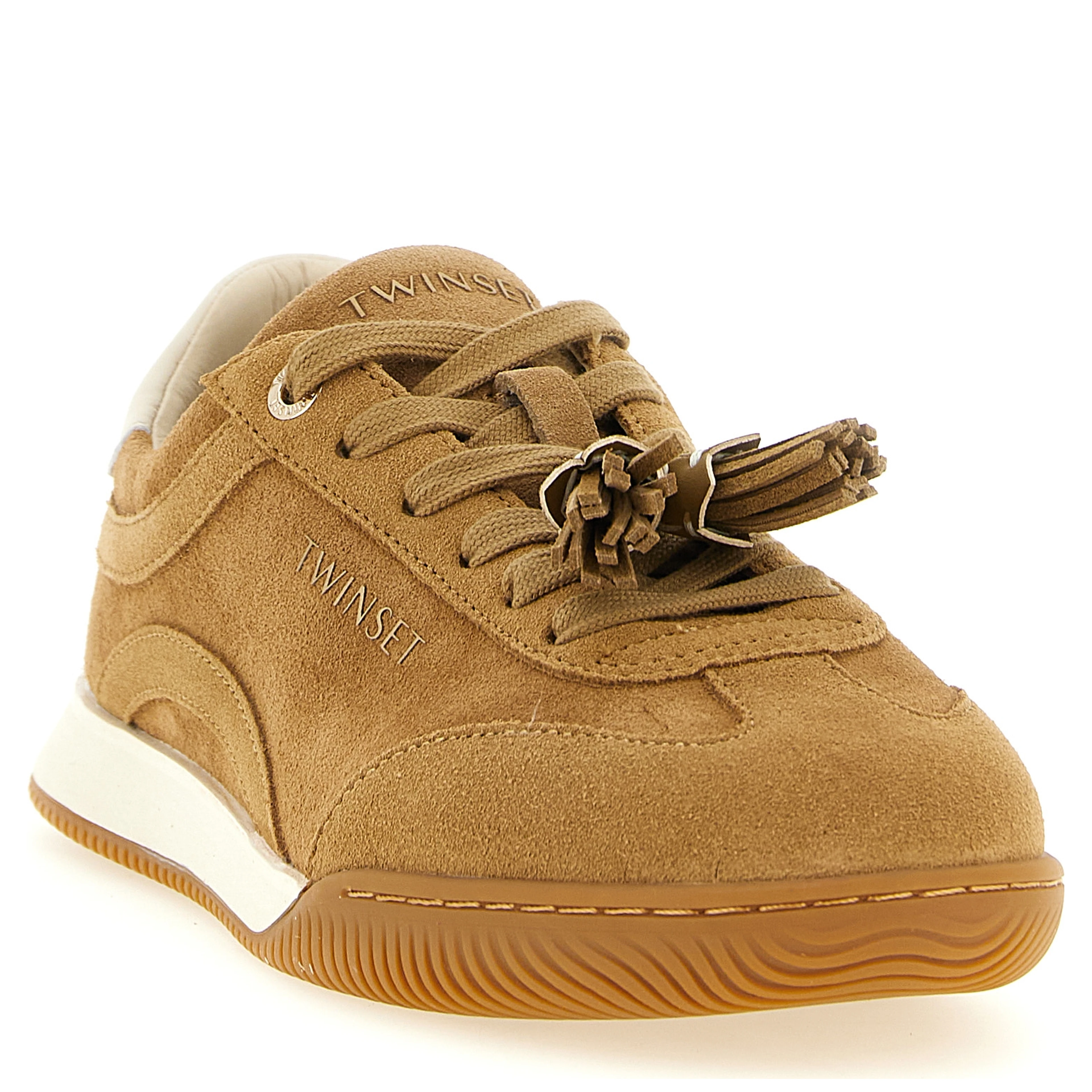 Beige Leather Low Top Sneakers