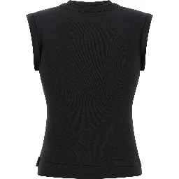 Black Cotton Sleeveles T-Shirt