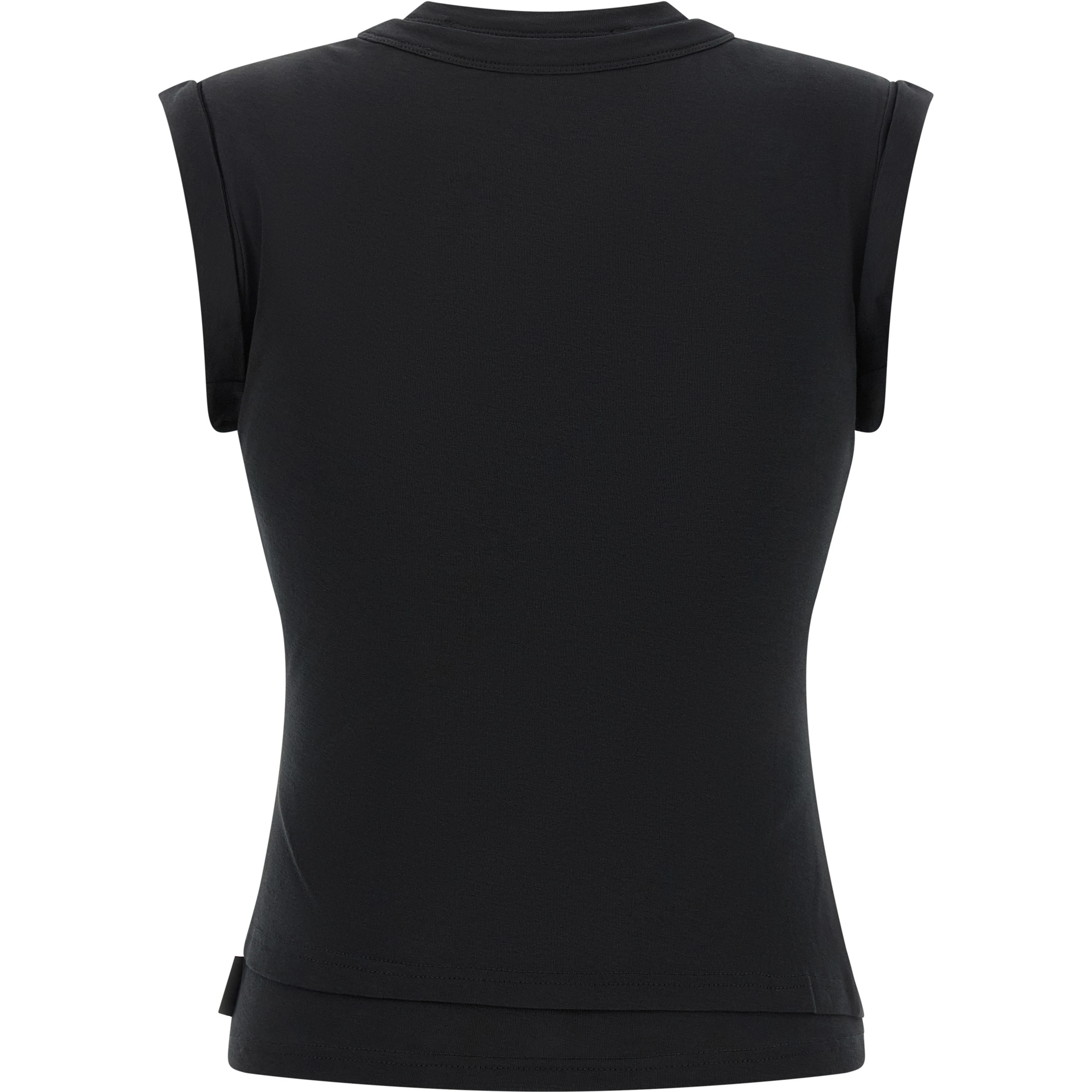Black Cotton Sleeveles T-Shirt