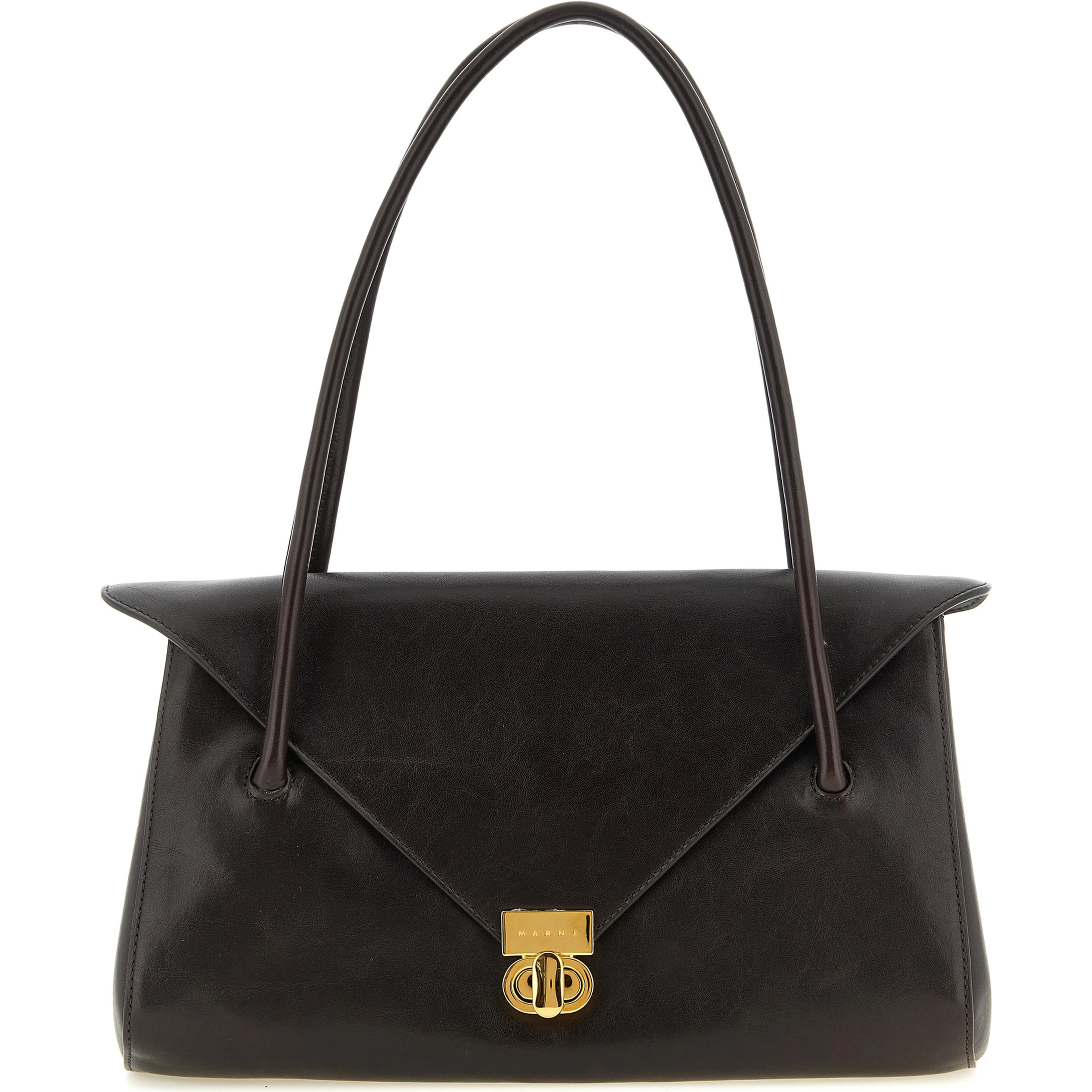 Brown Calfskin Shoulder Bag
