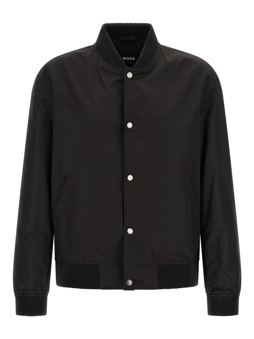 Black Polyester Bomber