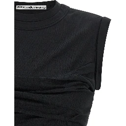Black Cotton Sleeveles T-Shirt