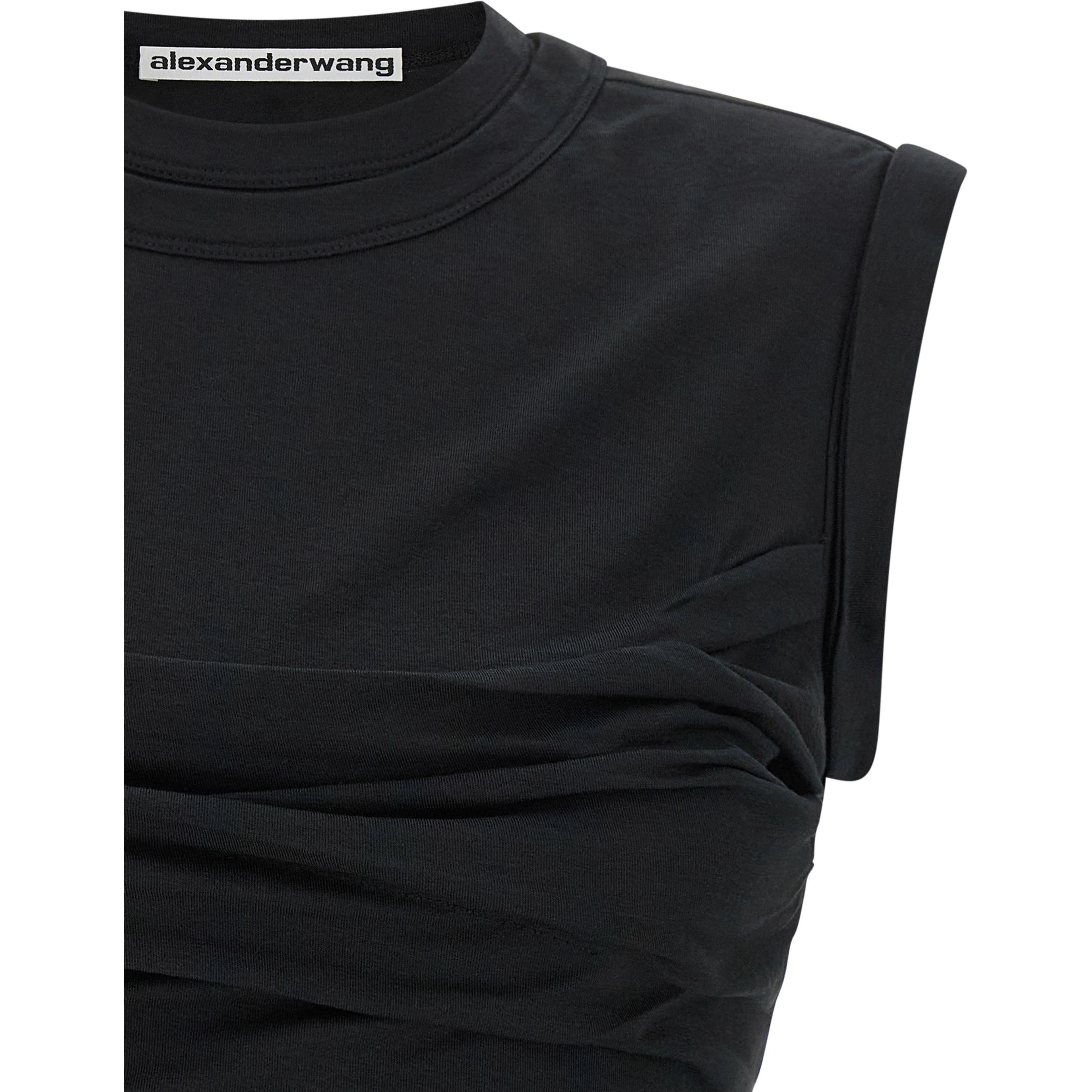 Black Cotton Sleeveles T-Shirt