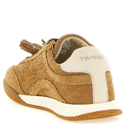 Beige Leather Low Top Sneakers