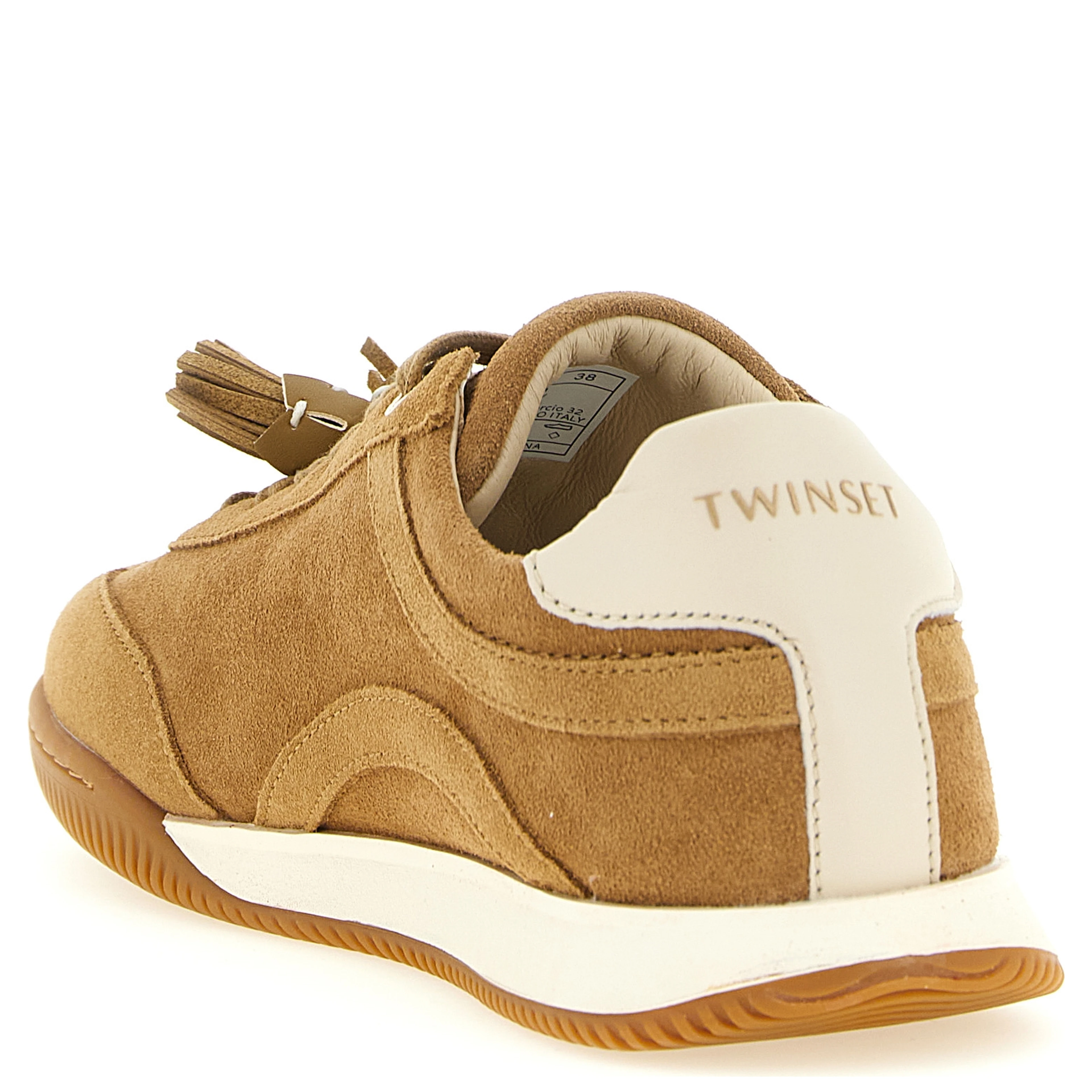 Beige Leather Low Top Sneakers
