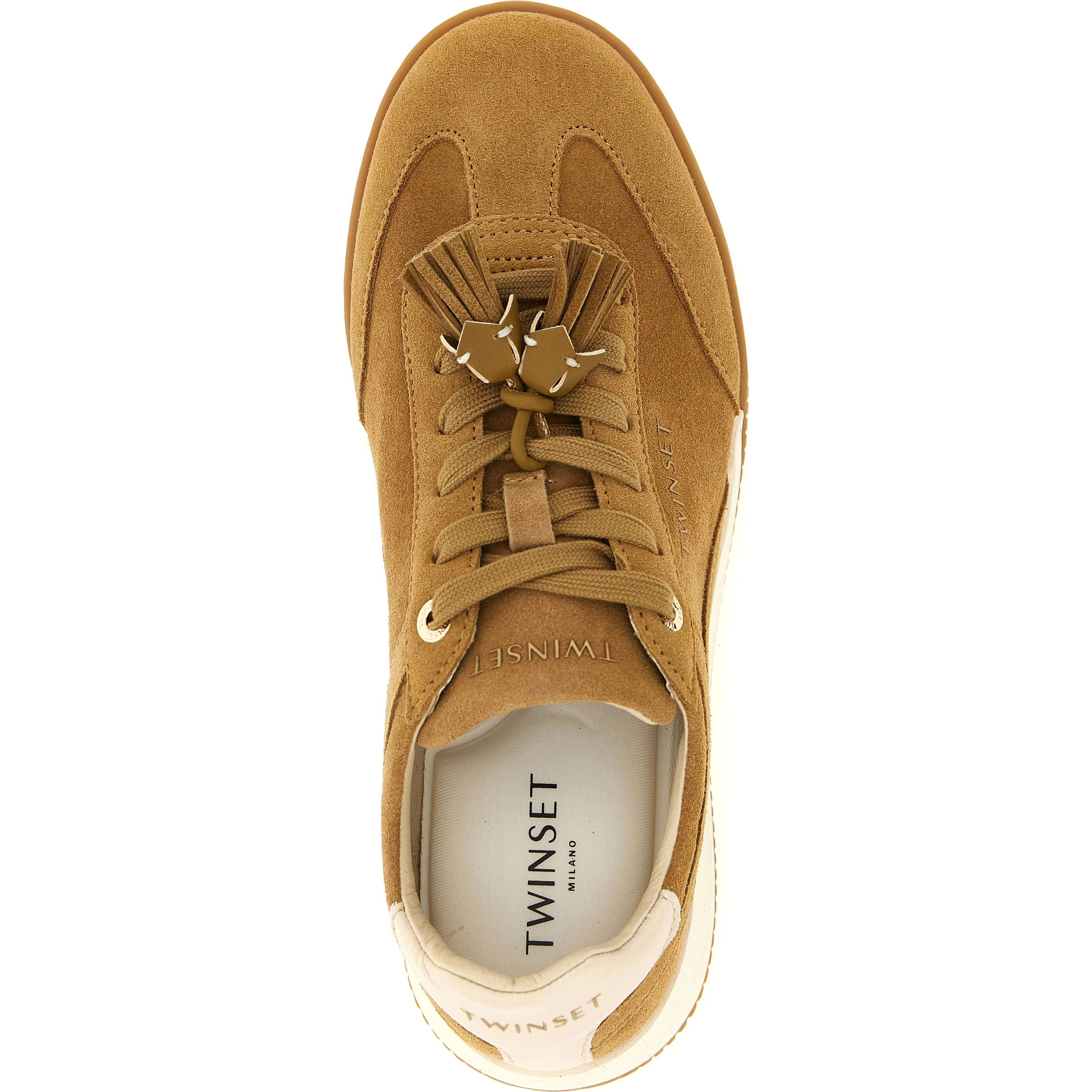 Beige Leather Low Top Sneakers