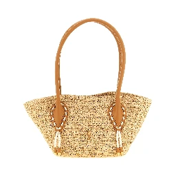 Beige Raffia Tote Bag