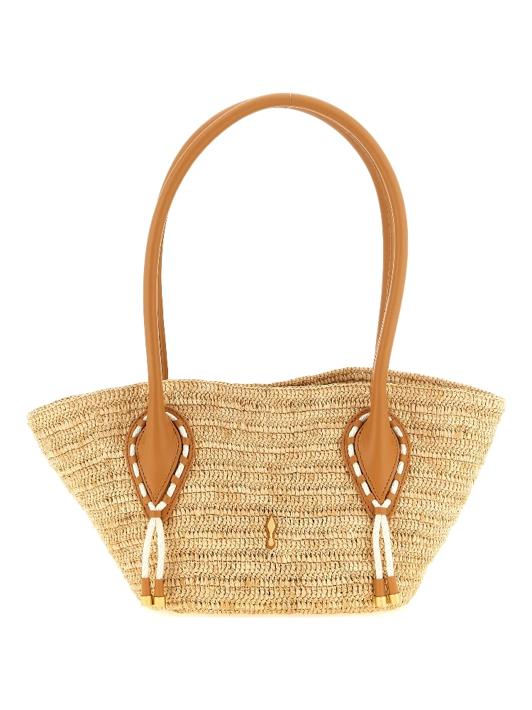 Beige Raffia Tote Bag