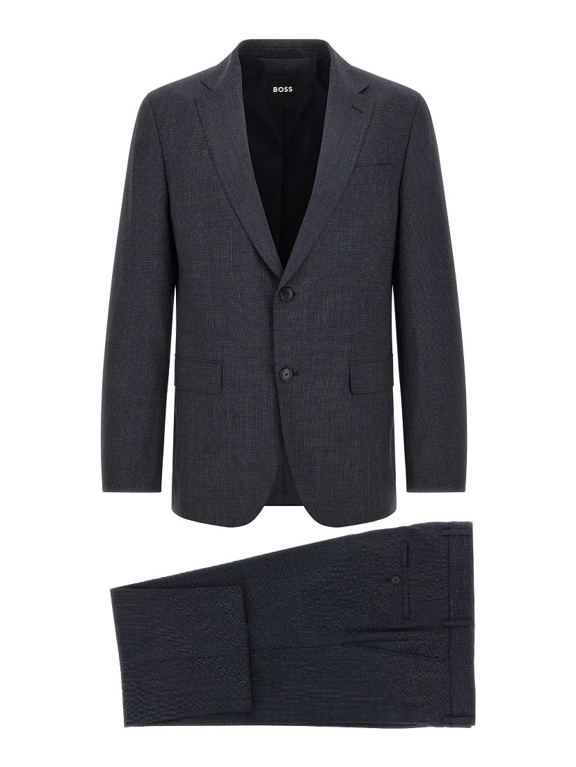 Blue Polyester Two-Piece Suit