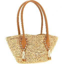 Beige Raffia Tote Bag