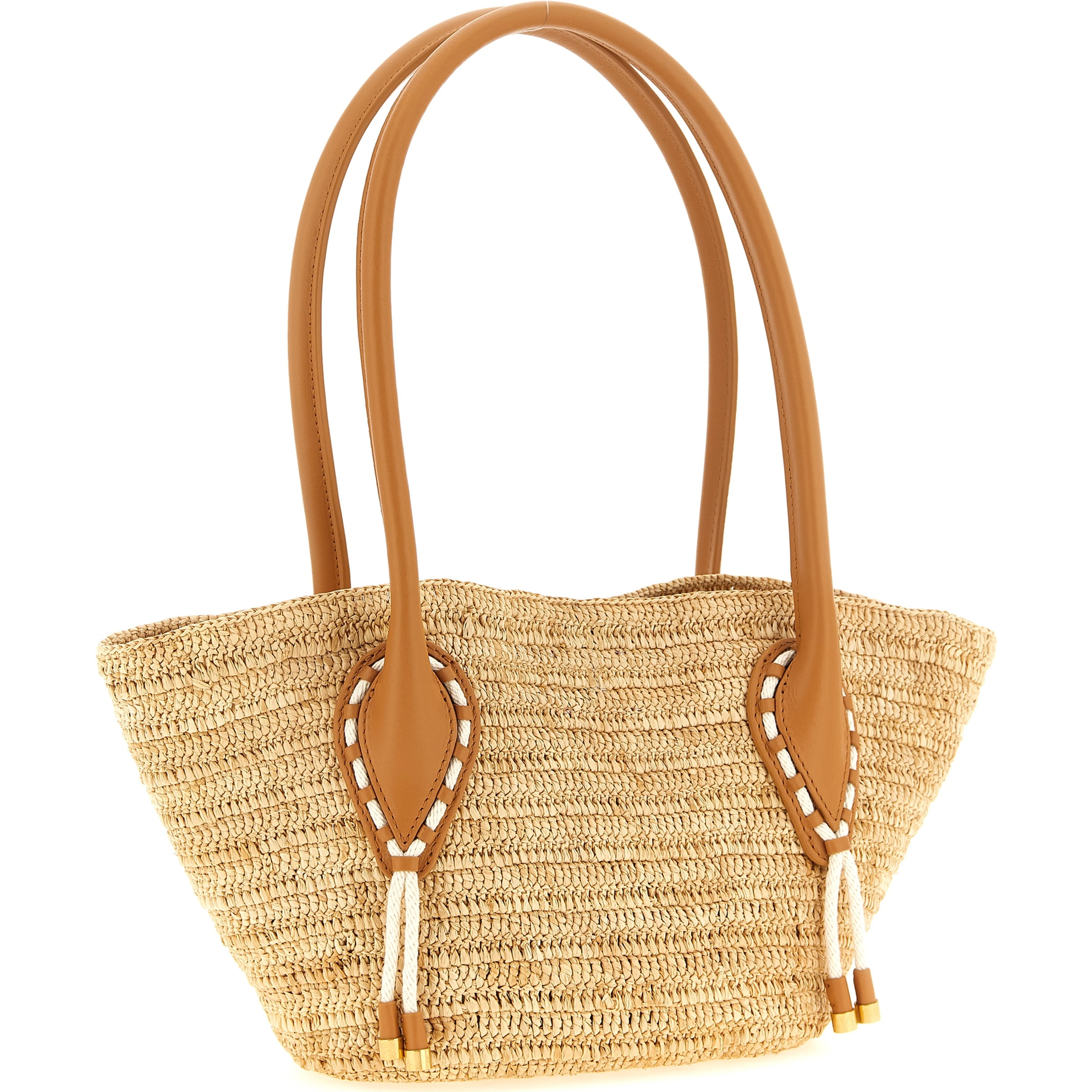 Beige Raffia Tote Bag