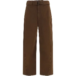 Brown Cotton Casual Pants