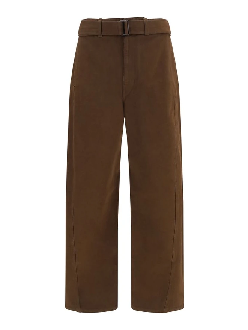 Brown Cotton Casual Pants