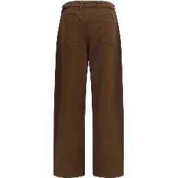 Brown Cotton Casual Pants