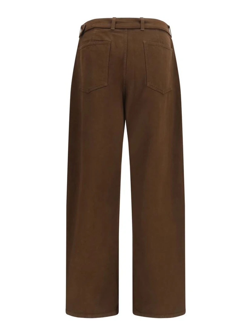 Brown Cotton Casual Pants