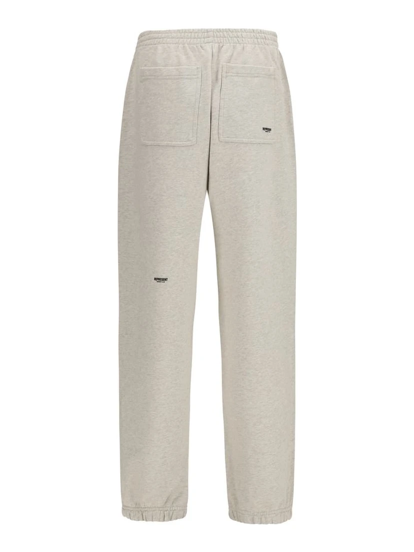 Beige Cotton Casual Pants