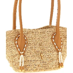 Beige Raffia Tote Bag