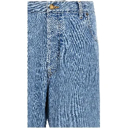 Blue Cotton Straight-Leg Jeans