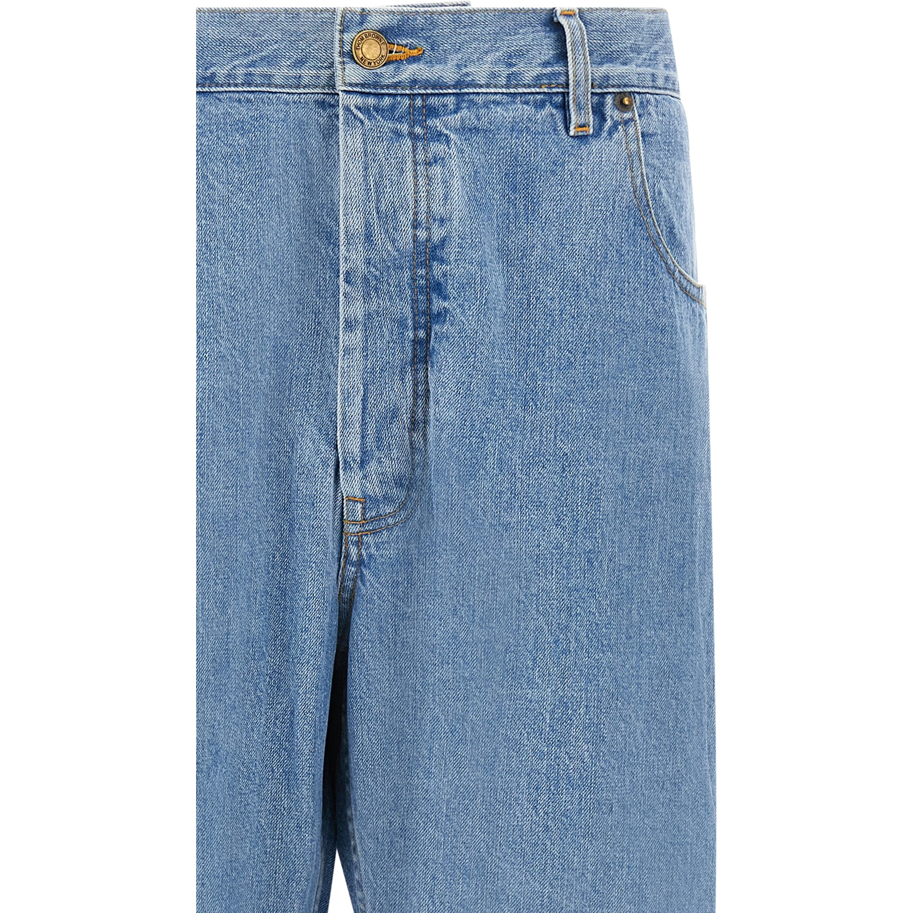Blue Cotton Straight-Leg Jeans