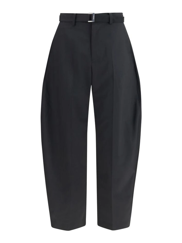Black Polyester Casual Pants