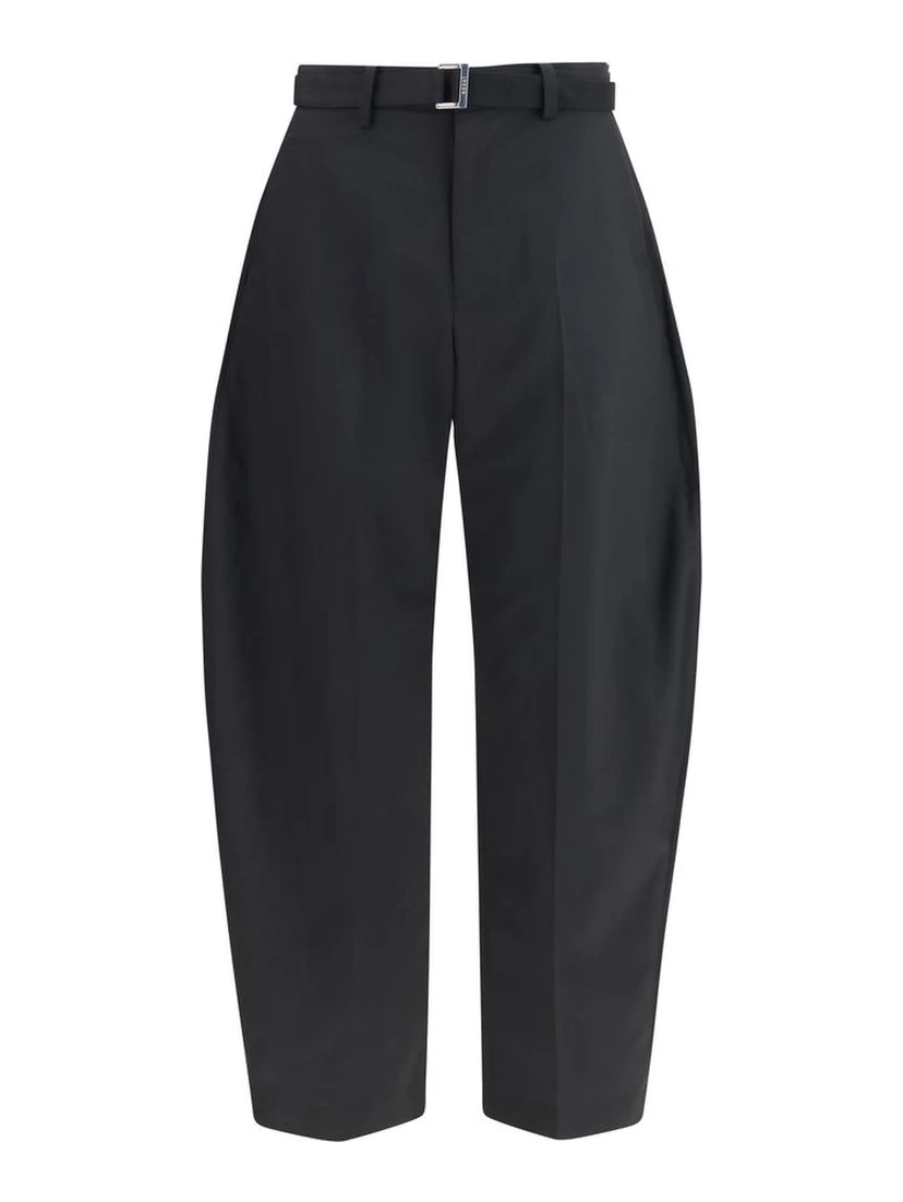 Black Polyester Casual Pants