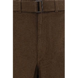 Brown Cotton Casual Pants