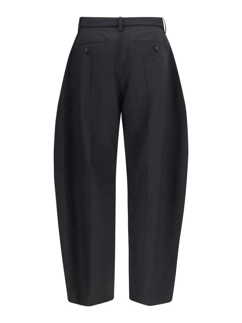 Black Polyester Casual Pants