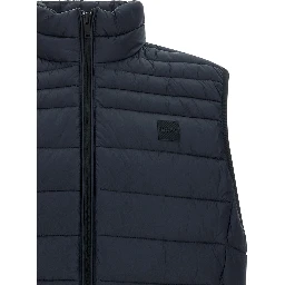 Blue Recycled Polyamide Sleeveless Jacket
