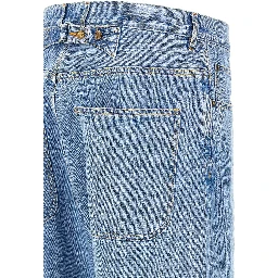 Blue Cotton Straight-Leg Jeans
