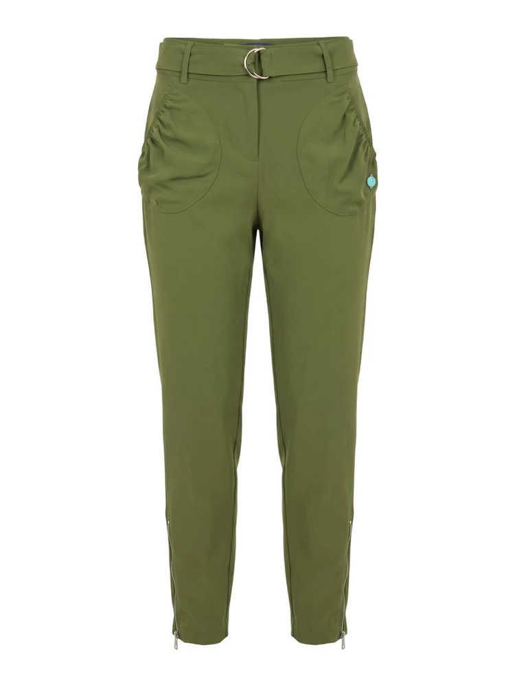 Green Polyester Women Pants