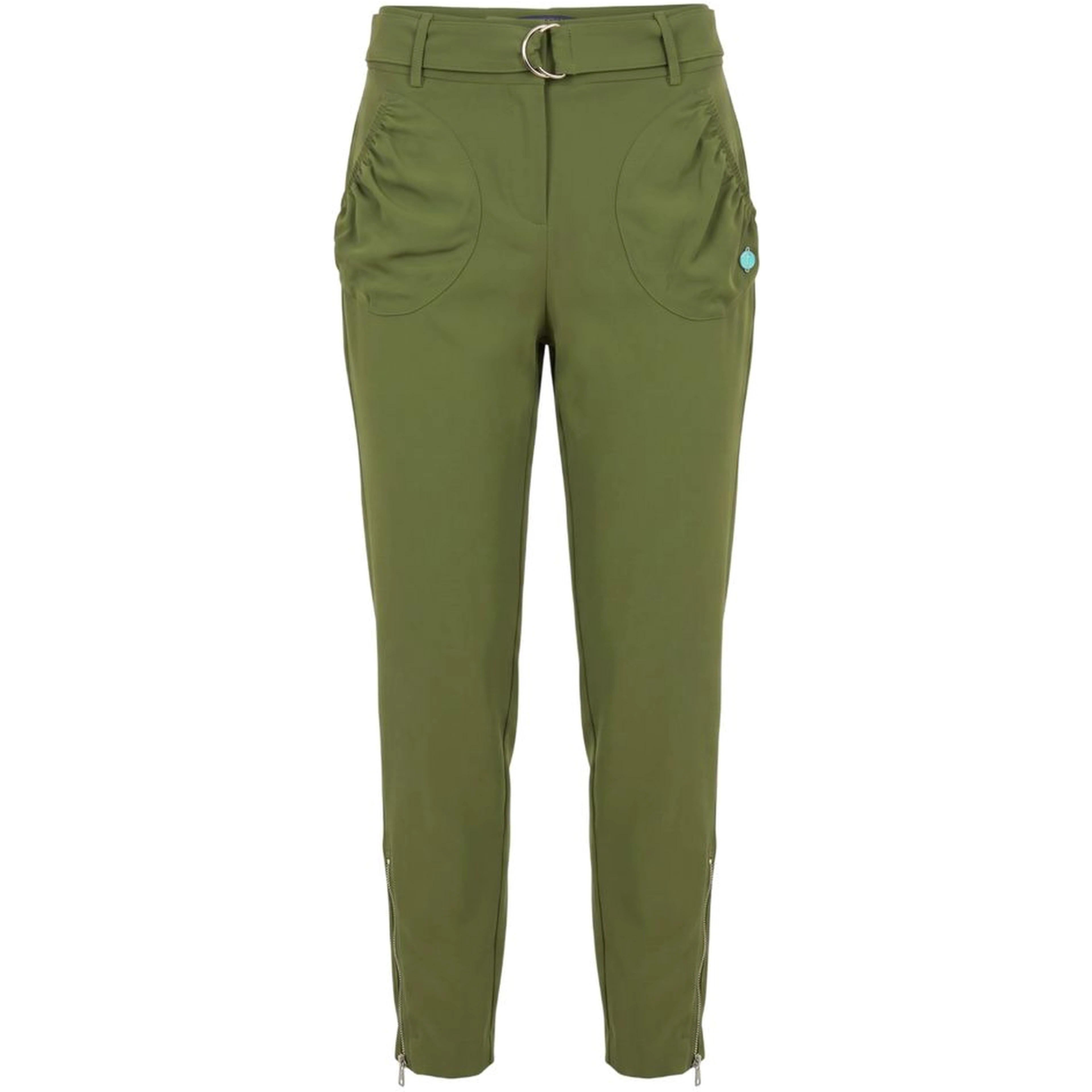 Green Polyester Women Pants