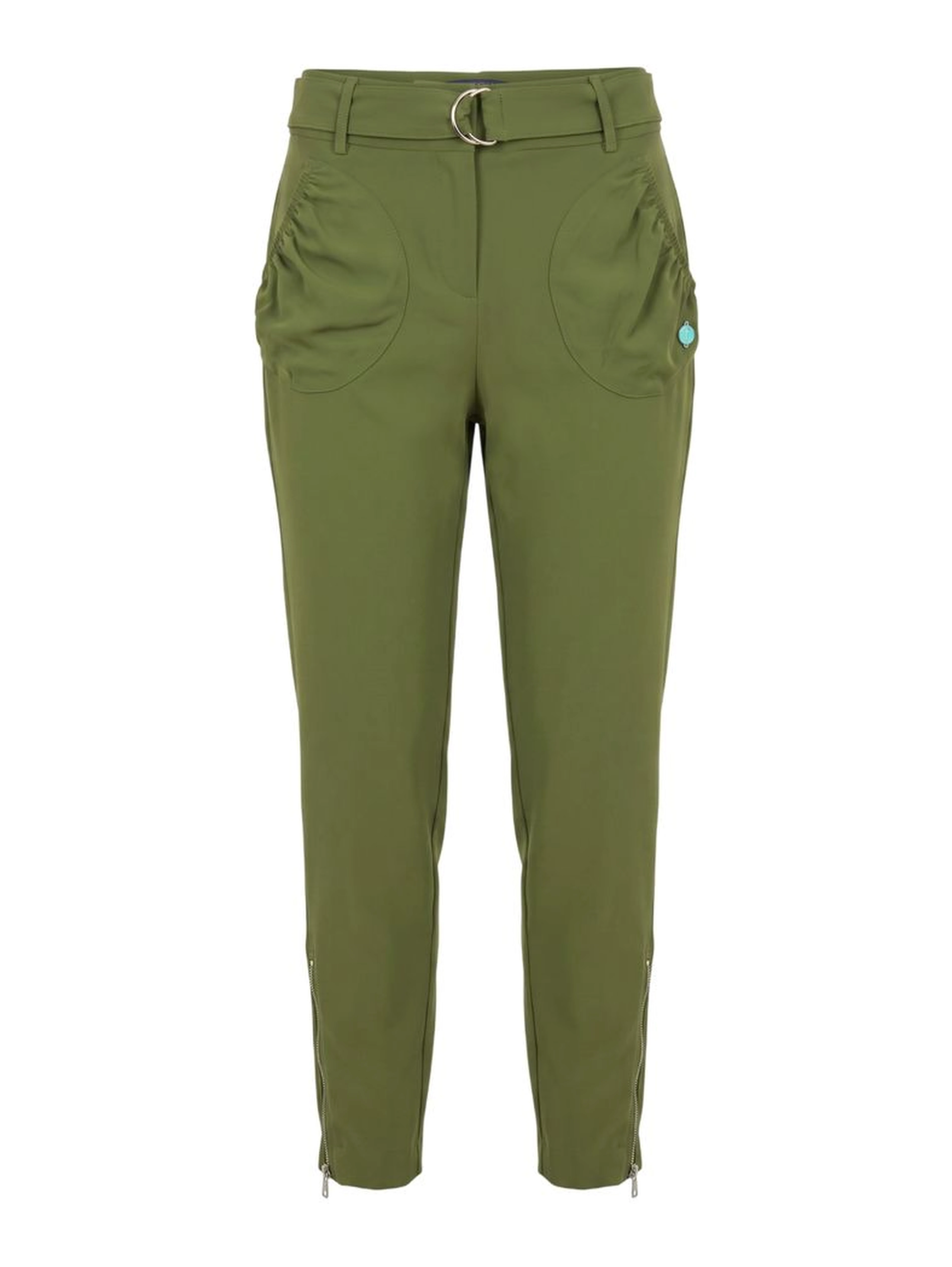Green Polyester Women Pants